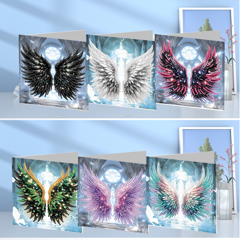 6Pcs DIY Diamond Painting Greeting Card - Angel Wings