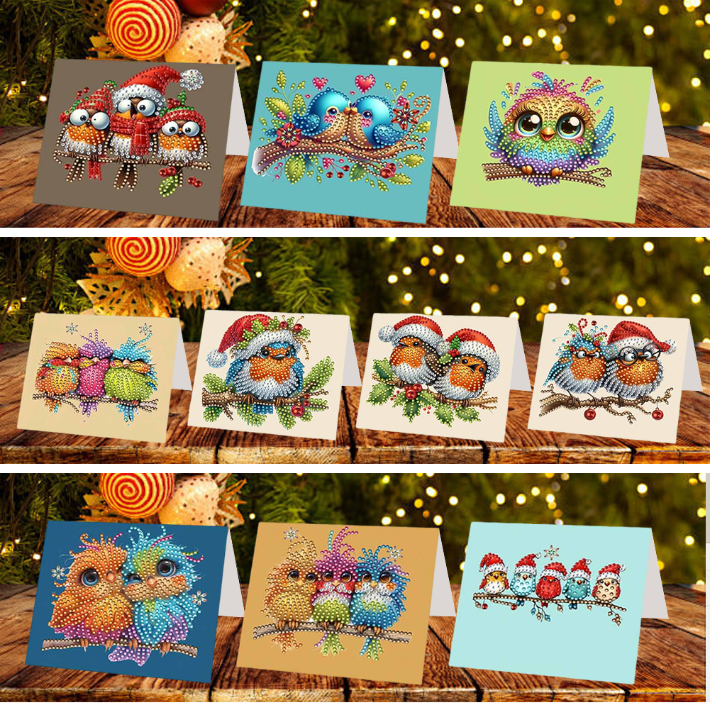 10Pcs DIY Diamond Painting Greeting Card - Birds