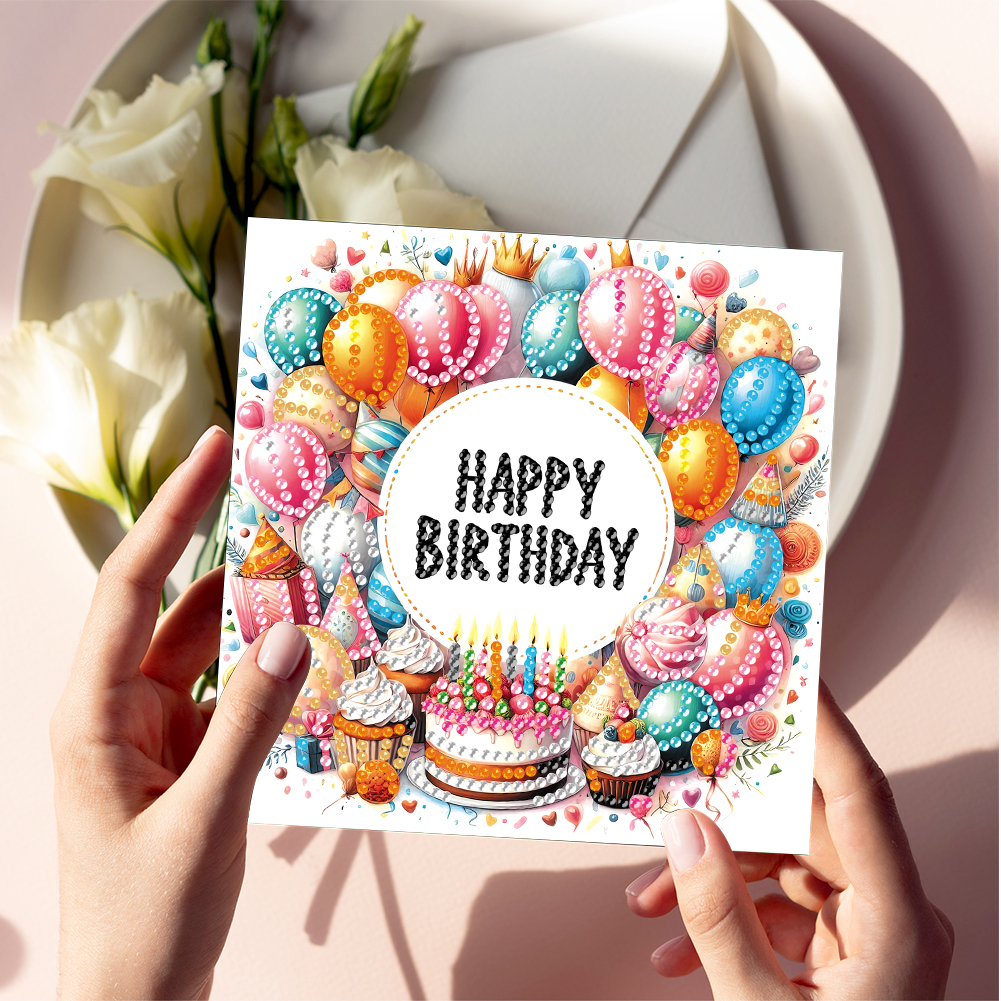 6Pcs DIY Diamond Painting Greeting Card - Birthday