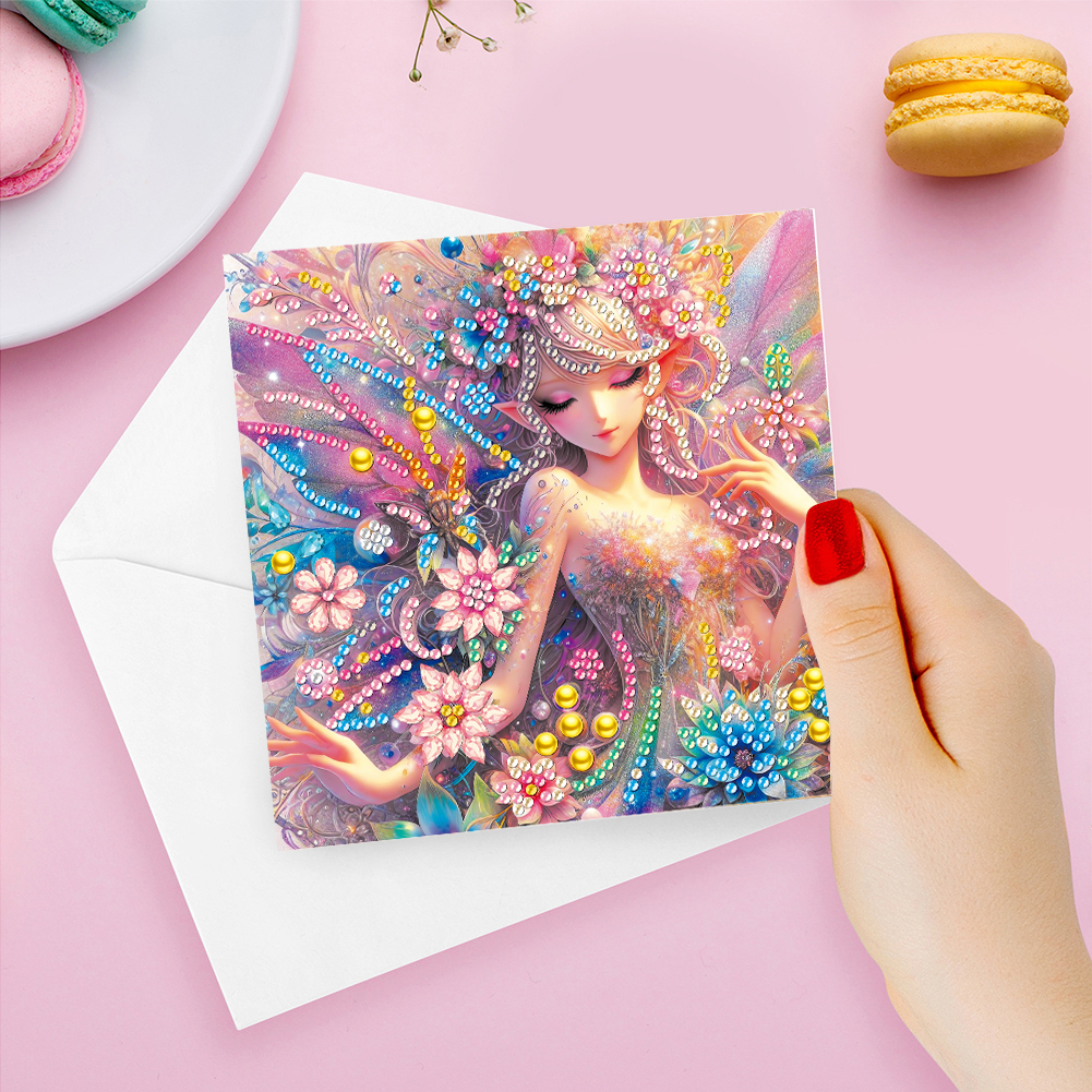 6Pcs DIY Diamond Painting Greeting Card - Girl