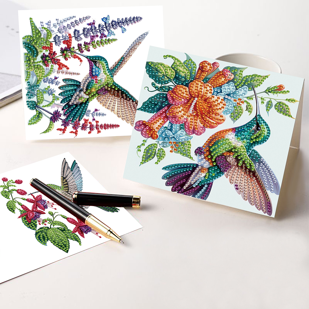 6Pcs DIY Diamond Painting Greeting Card - Hummingbird