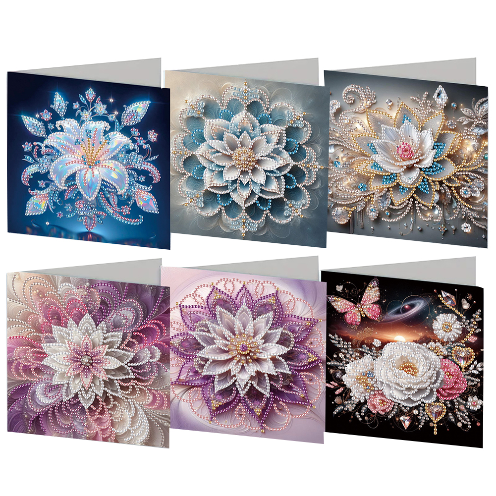 6Pcs DIY Diamond Painting Greeting Card - Mandala Flower