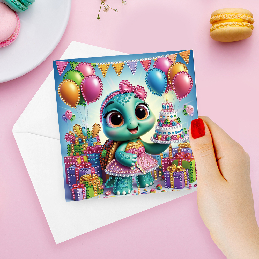 6Pcs DIY Diamond Painting Greeting Card - Animal Birthday