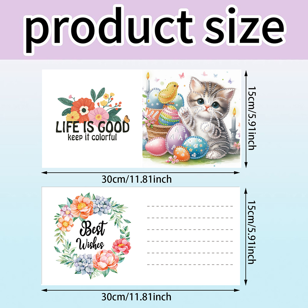 6Pcs DIY Diamond Painting Greeting Card - Easter Cats