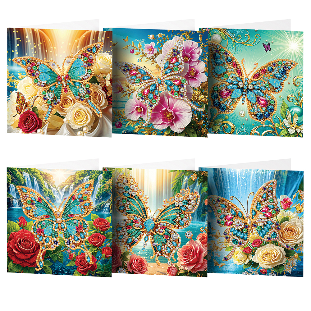 6Pcs DIY Diamond Painting Greeting Card - Butterfly