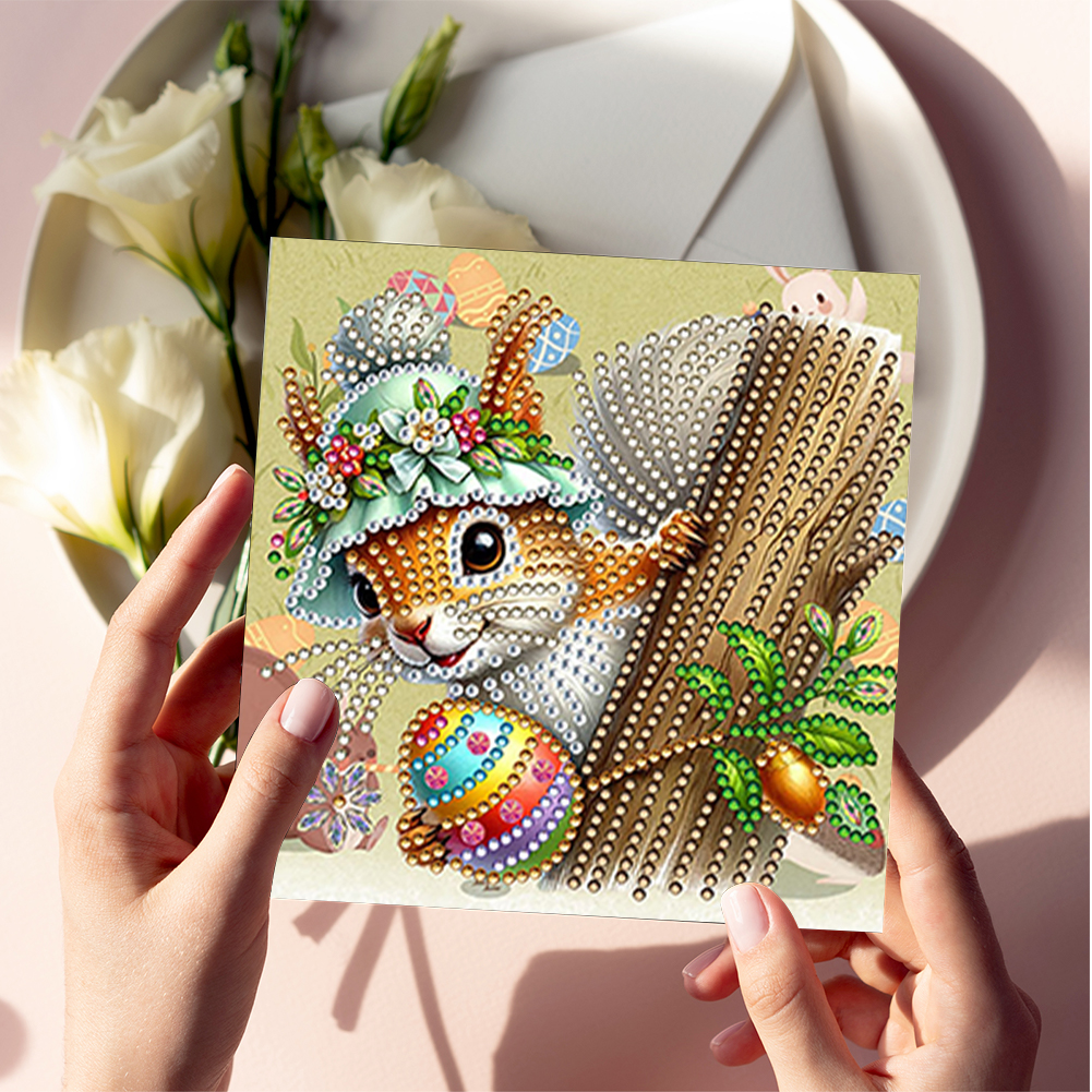 6pcs DIY Diamond Painting Greeting Card - Easter Animals