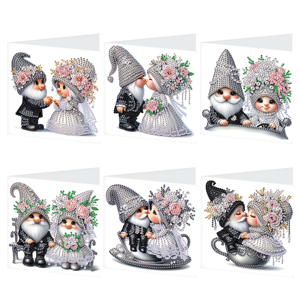 6Pcs DIY Diamond Painting Birthday Greeting Card - Gnome Lover