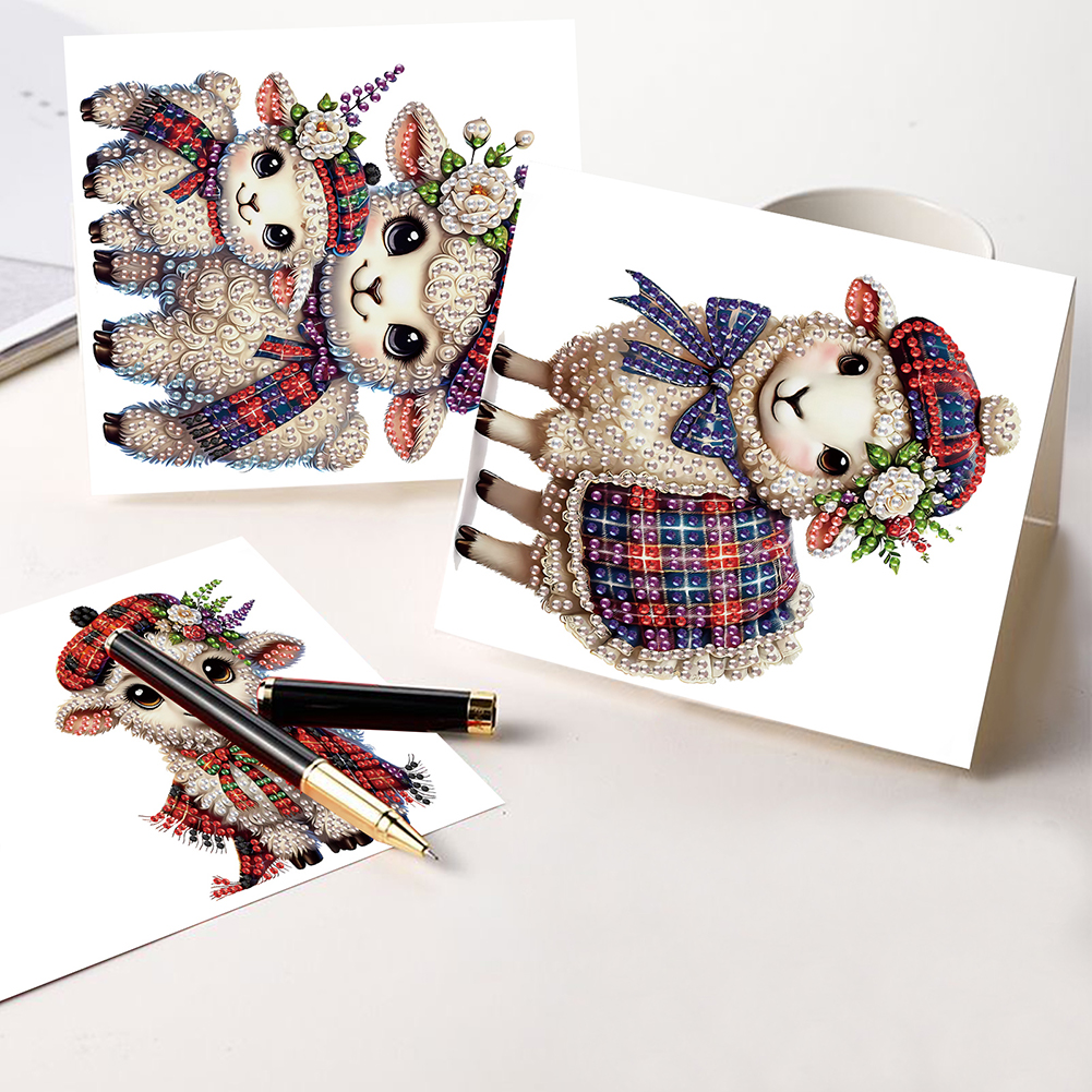 6Pcs DIY Diamond Painting Greeting Card - Sheep