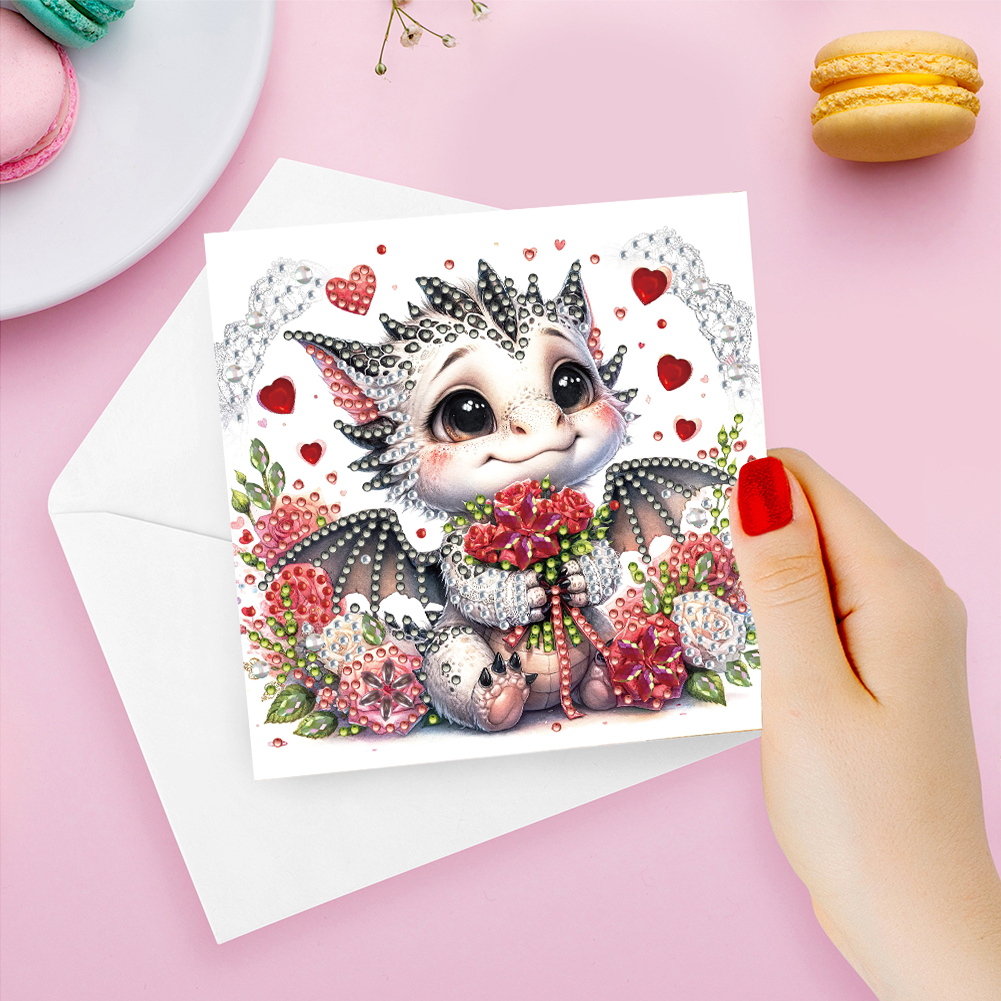 6Pcs DIY Diamond Painting Greeting Card - Valentines Day Dinosaur