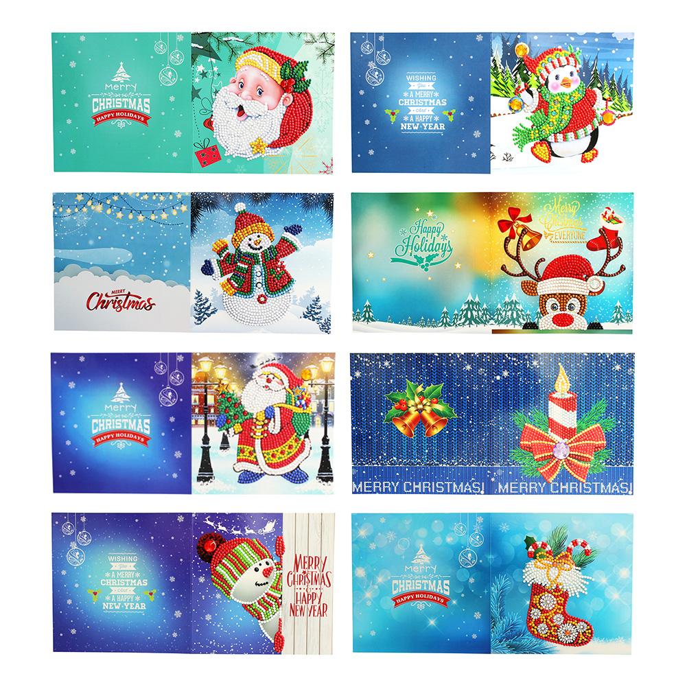 (Limited Stock)8pc 5D DIY Diamond Painting Greeting Card Special Shaped Birthday Xmas Gift