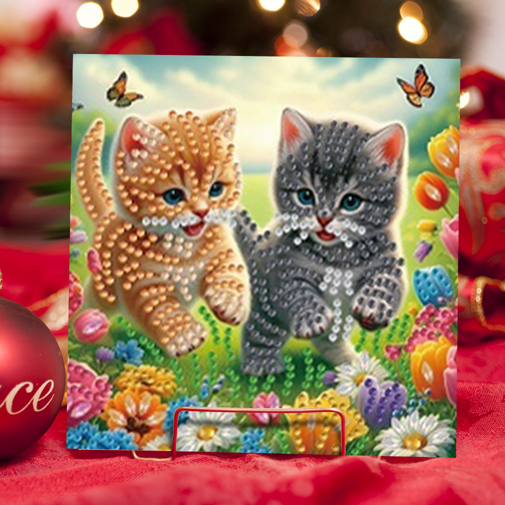 6Pcs DIY Diamond Painting Greeting Card - Cat