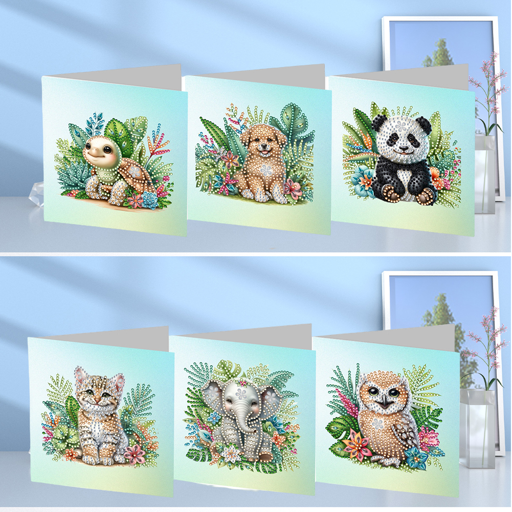 6pcs DIY Diamond Painting Greeting Card - Garden Animal
