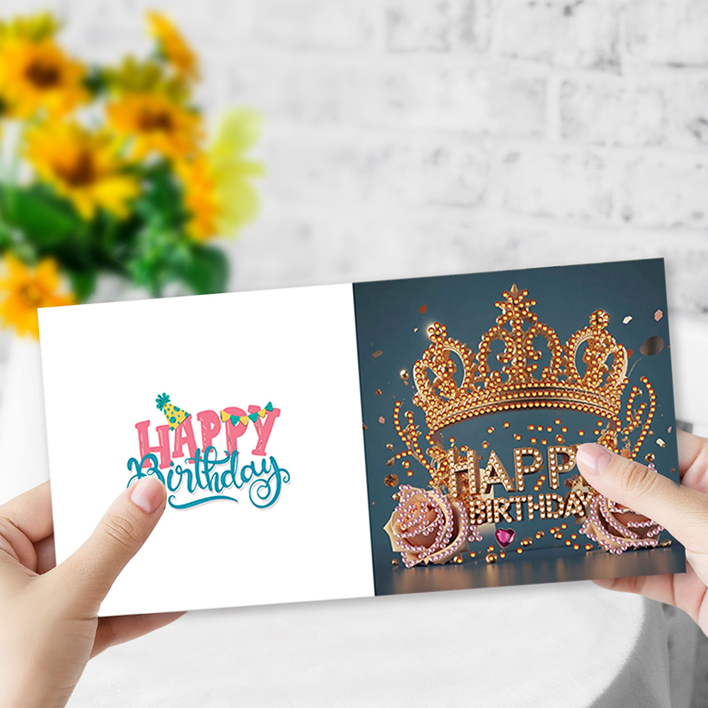 8Pcs DIY Diamond Painting Birthday Greeting Card - Birthday