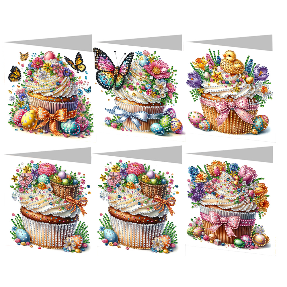 6Pcs DIY Diamond Painting Greeting Card - Cake