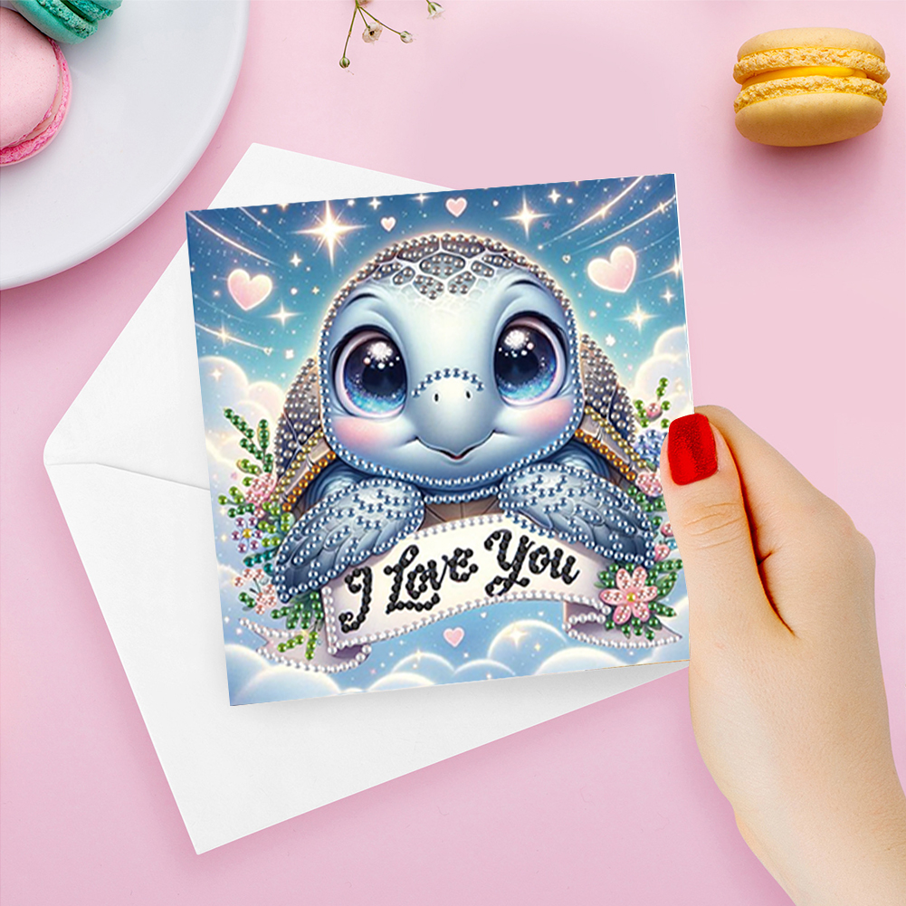 6Pcs DIY Diamond Painting Greeting Card - Tortoise Leopard