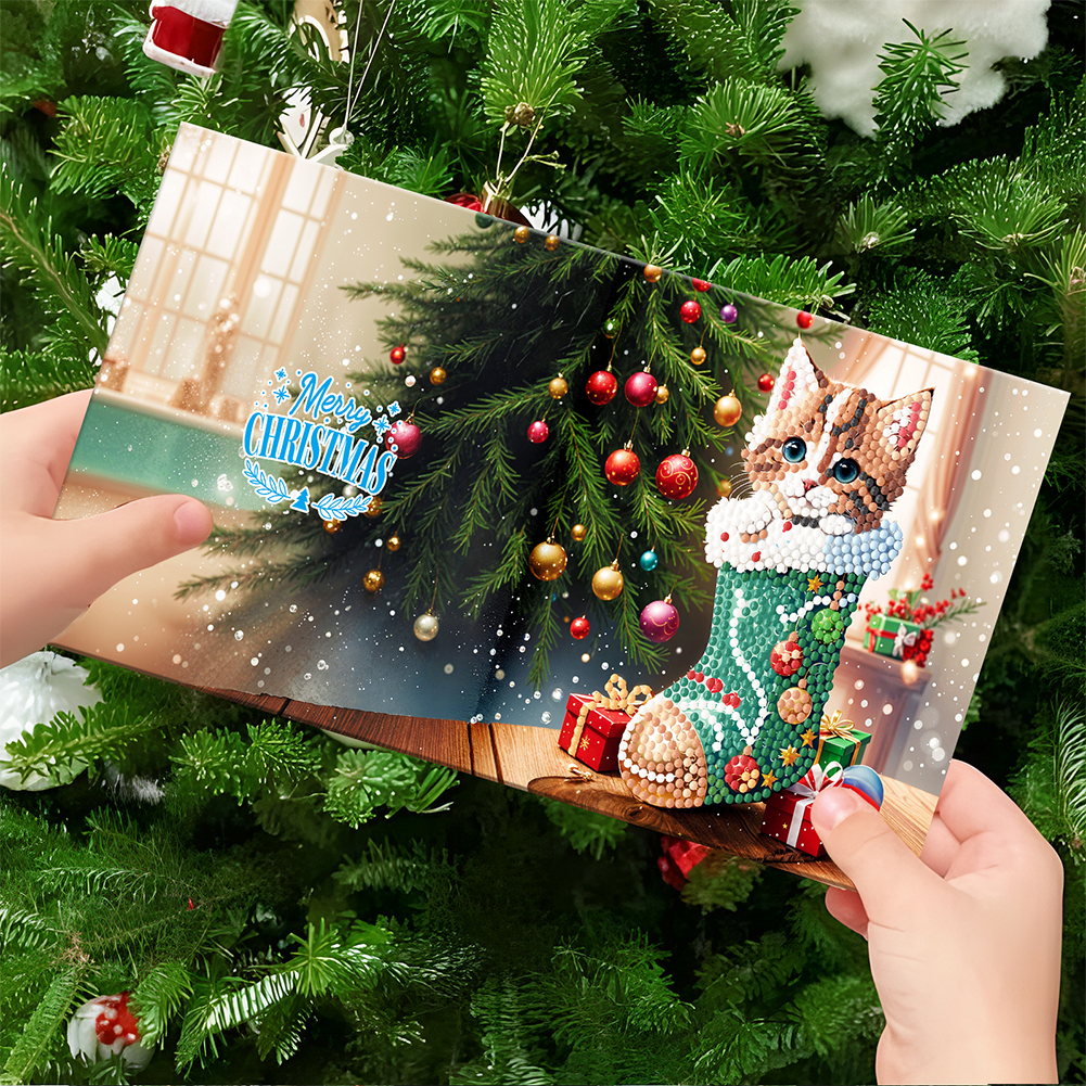 12Pcs DIY Diamond Painting Greeting Card - Christmas