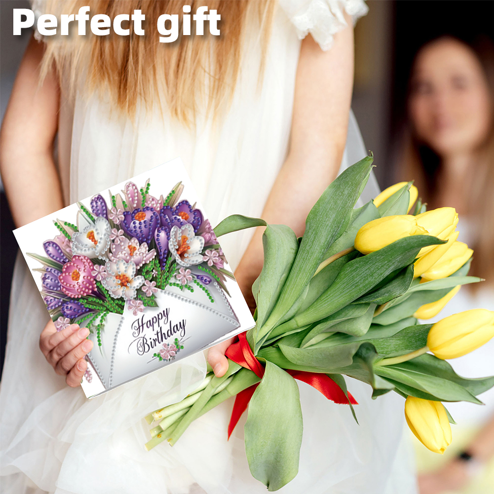 6Pcs DIY Diamond Painting Greeting Card - Birthday