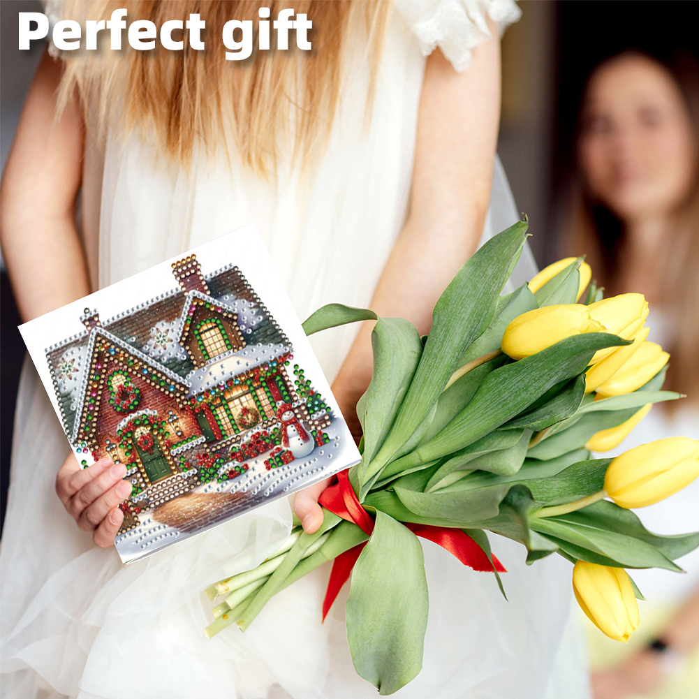 6Pcs DIY Diamond Painting Greeting Card - Xmas House
