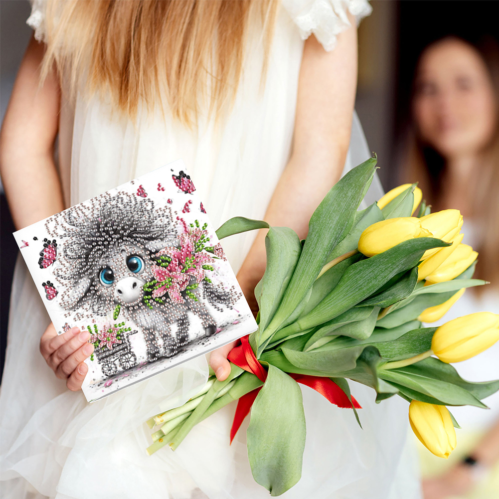 6Pcs DIY Diamond Painting Birthday Greeting Card - Funny Donkey