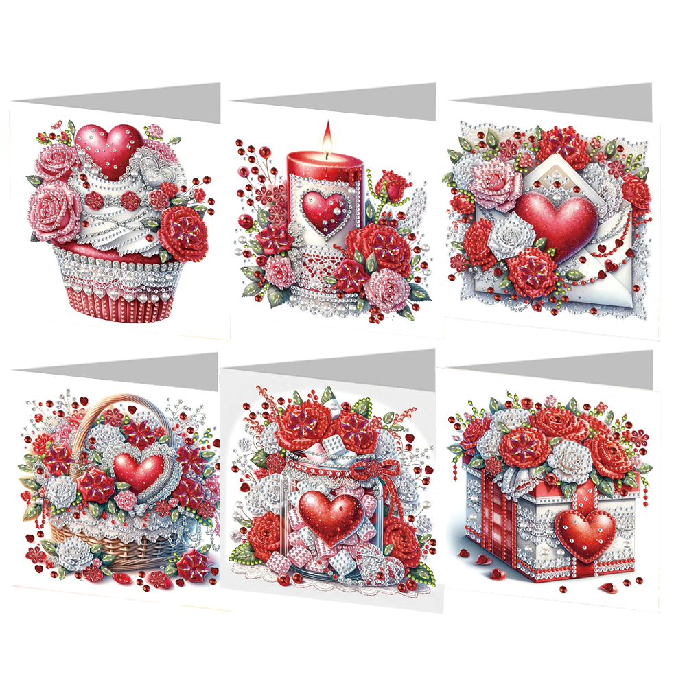 6Pcs DIY Diamond Painting Greeting Card - Love Flower Gifts