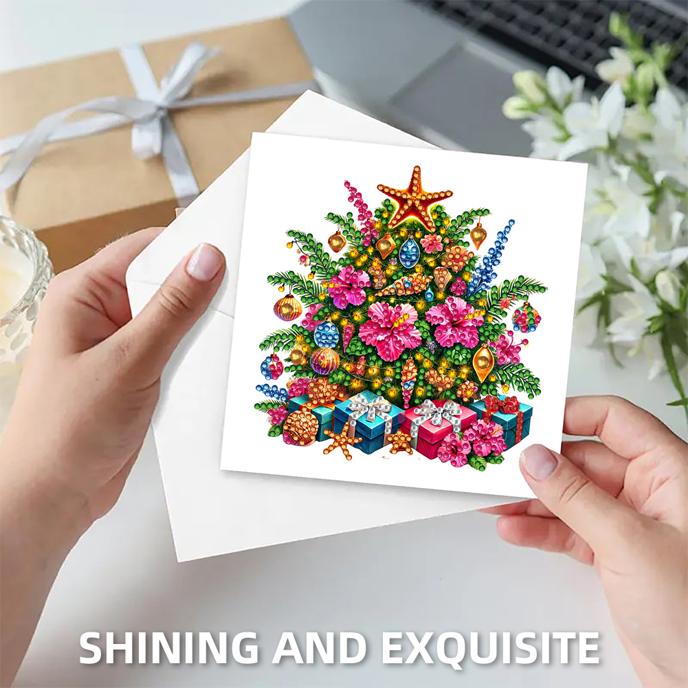 6Pcs DIY Diamond Painting Greeting Card - Christmas Tree