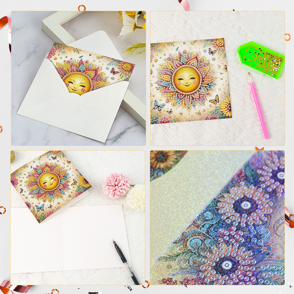 6Pcs DIY Diamond Painting Greeting Card - Sun Family