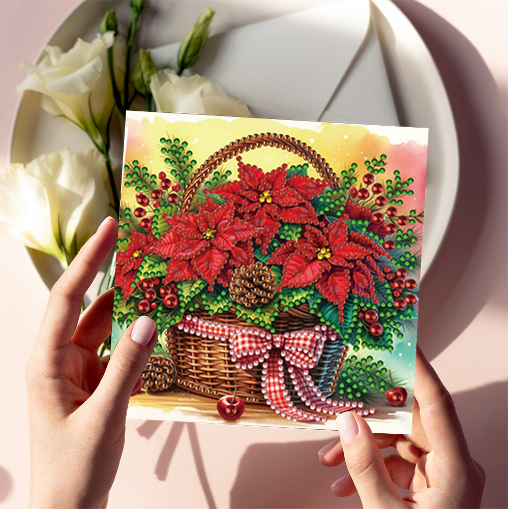 6Pcs DIY Diamond Painting Greeting Card - Xmas Flower