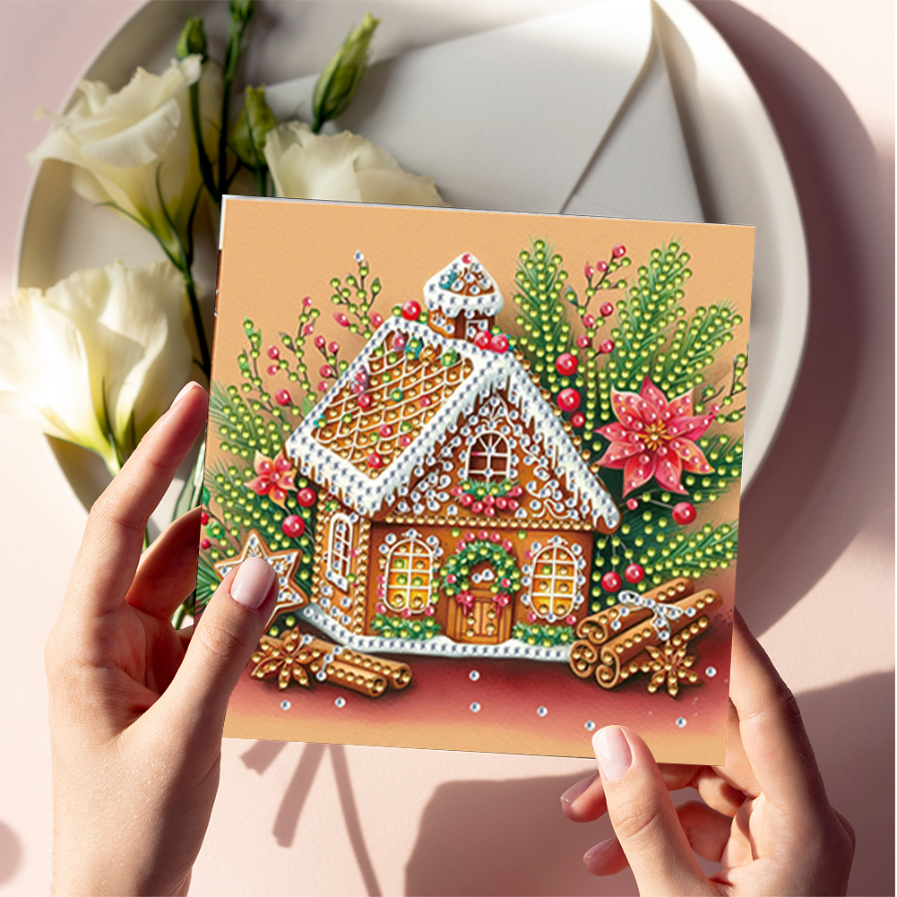 6Pcs DIY Diamond Painting Greeting Card - Gingerbread Man