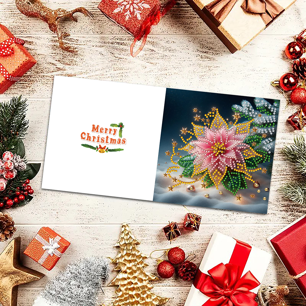 6Pcs DIY Diamond Painting Greeting Card - Xmas Flower