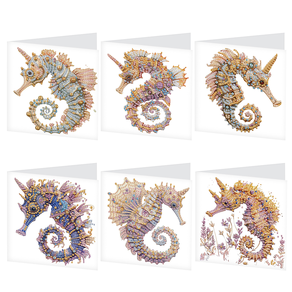 6Pcs DIY Diamond Painting Greeting Card - Seahorse