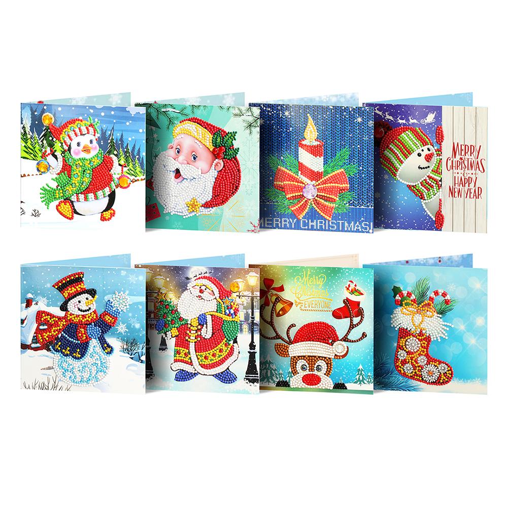 (Limited Stock)8pc 5D DIY Diamond Painting Greeting Card Special Shaped Birthday Xmas Gift