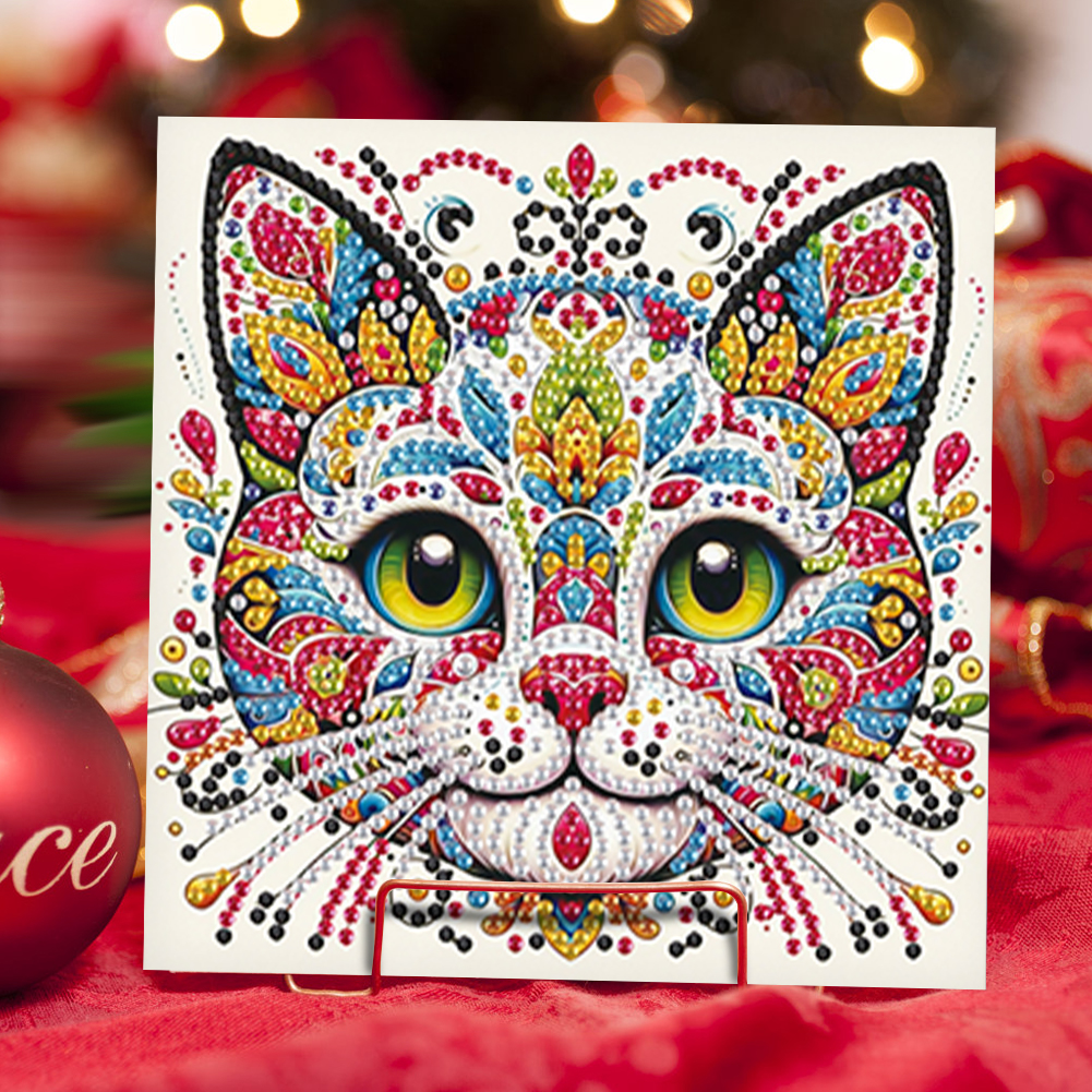 6Pcs DIY Diamond Painting Greeting Card - Mandala Kitten