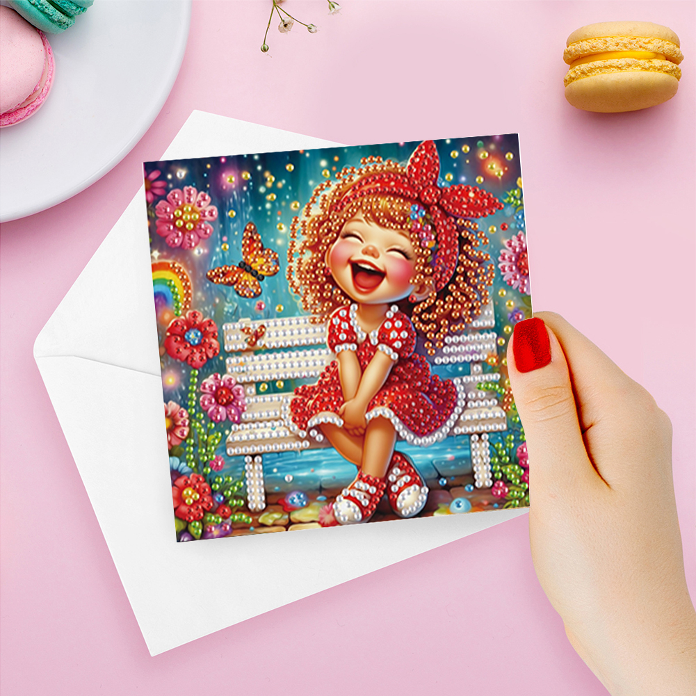 6Pcs DIY Diamond Painting Greeting Card - Girl