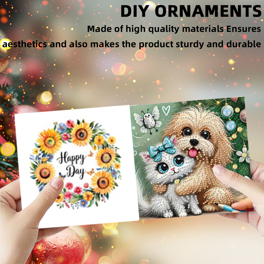 6Pcs DIY Diamond Painting Greeting Card - Cat Dog