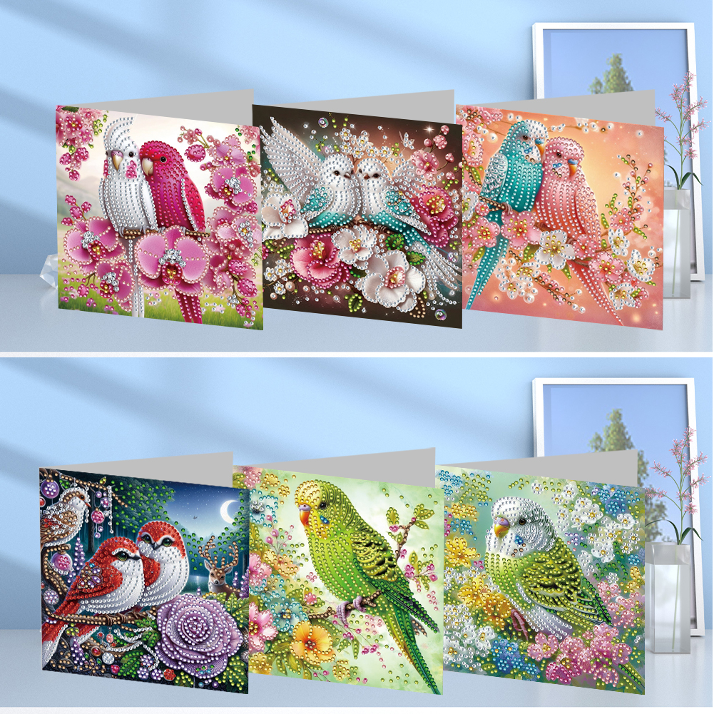 6Pcs DIY Diamond Painting Greeting Card - Bird