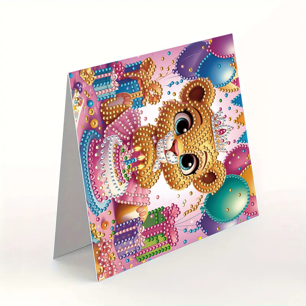 6Pcs DIY Diamond Painting Greeting Card - Animal Birthday