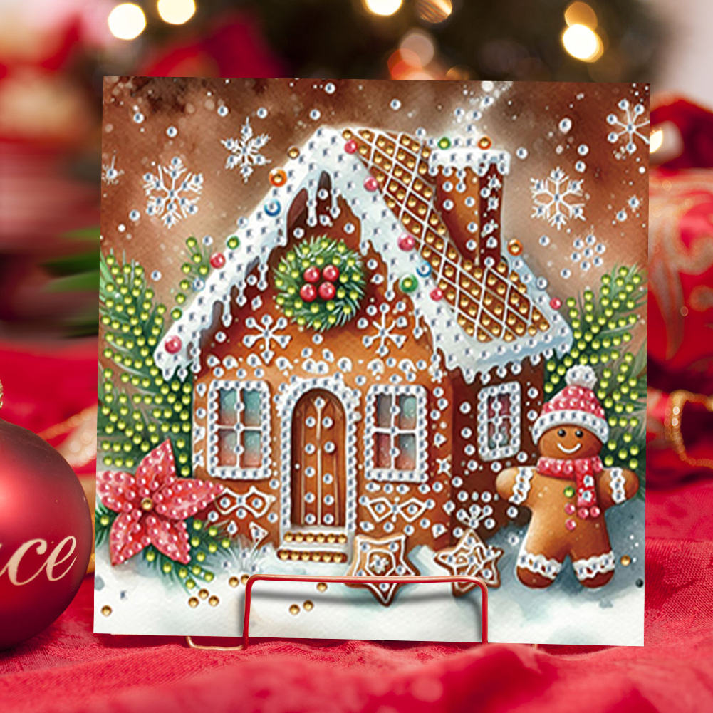 6Pcs DIY Diamond Painting Greeting Card - Gingerbread Man