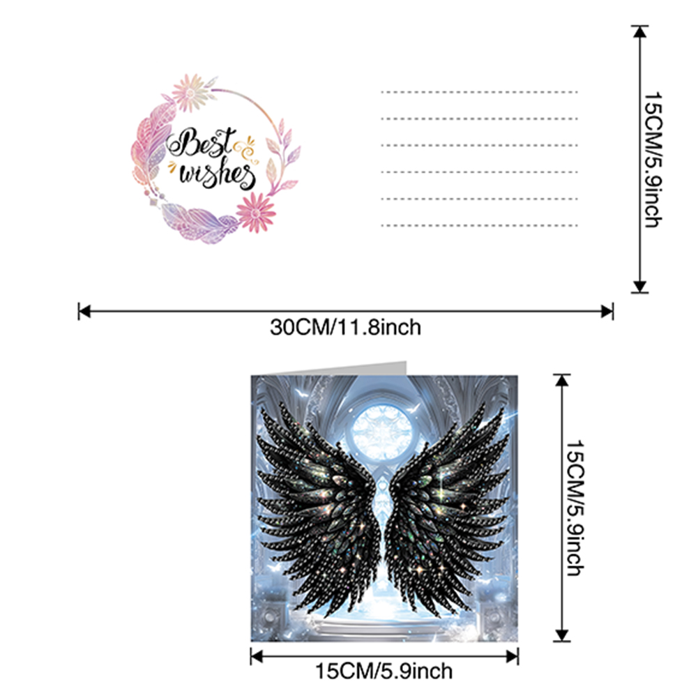 6Pcs DIY Diamond Painting Greeting Card - Angel Wings