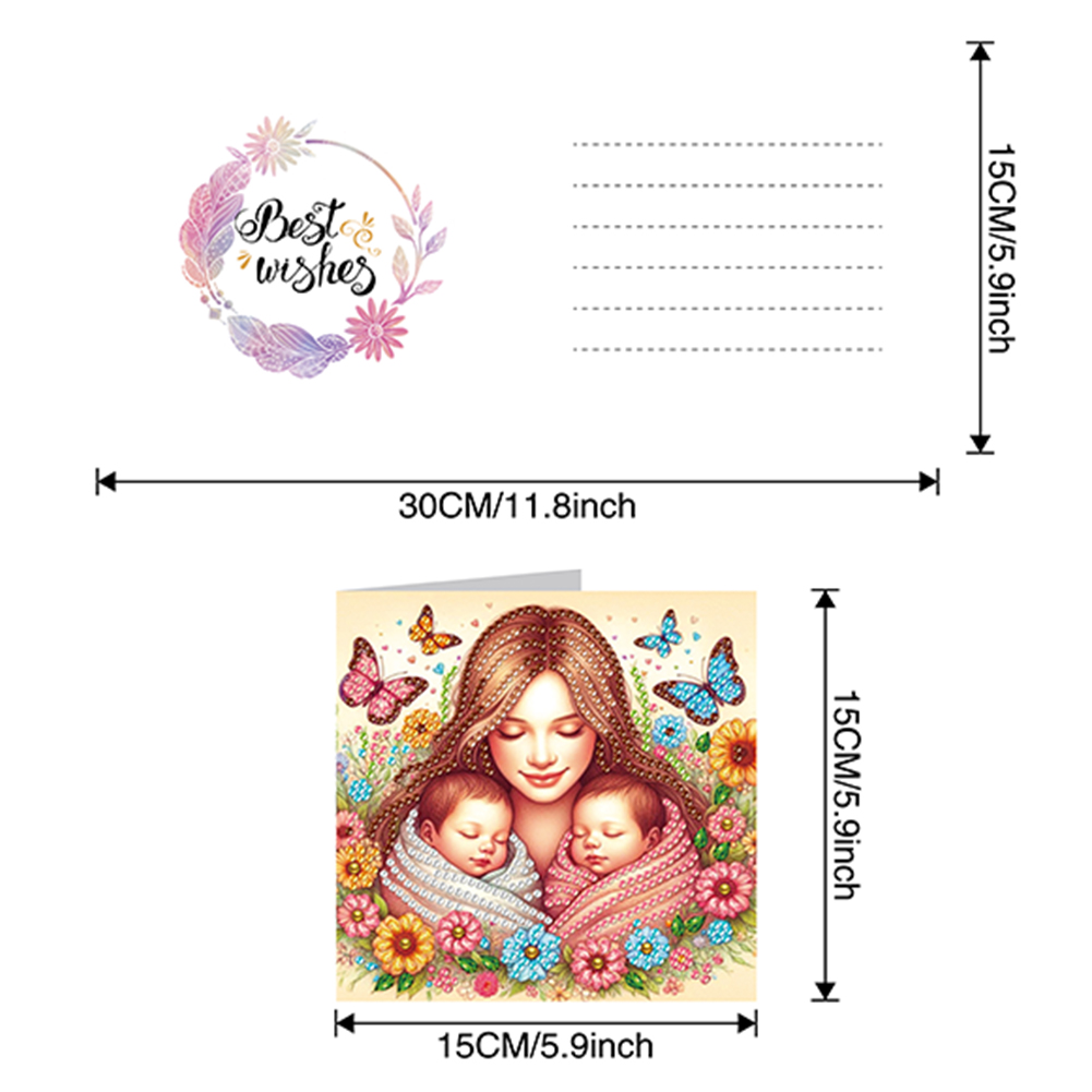 6Pcs DIY Diamond Painting Greeting Card - Happy Mothers Day