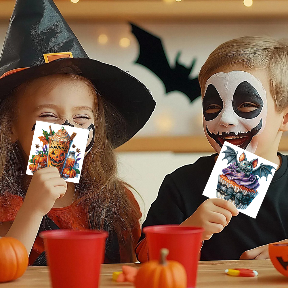 6Pcs DIY Diamond Painting Greeting Card - Halloween Designs