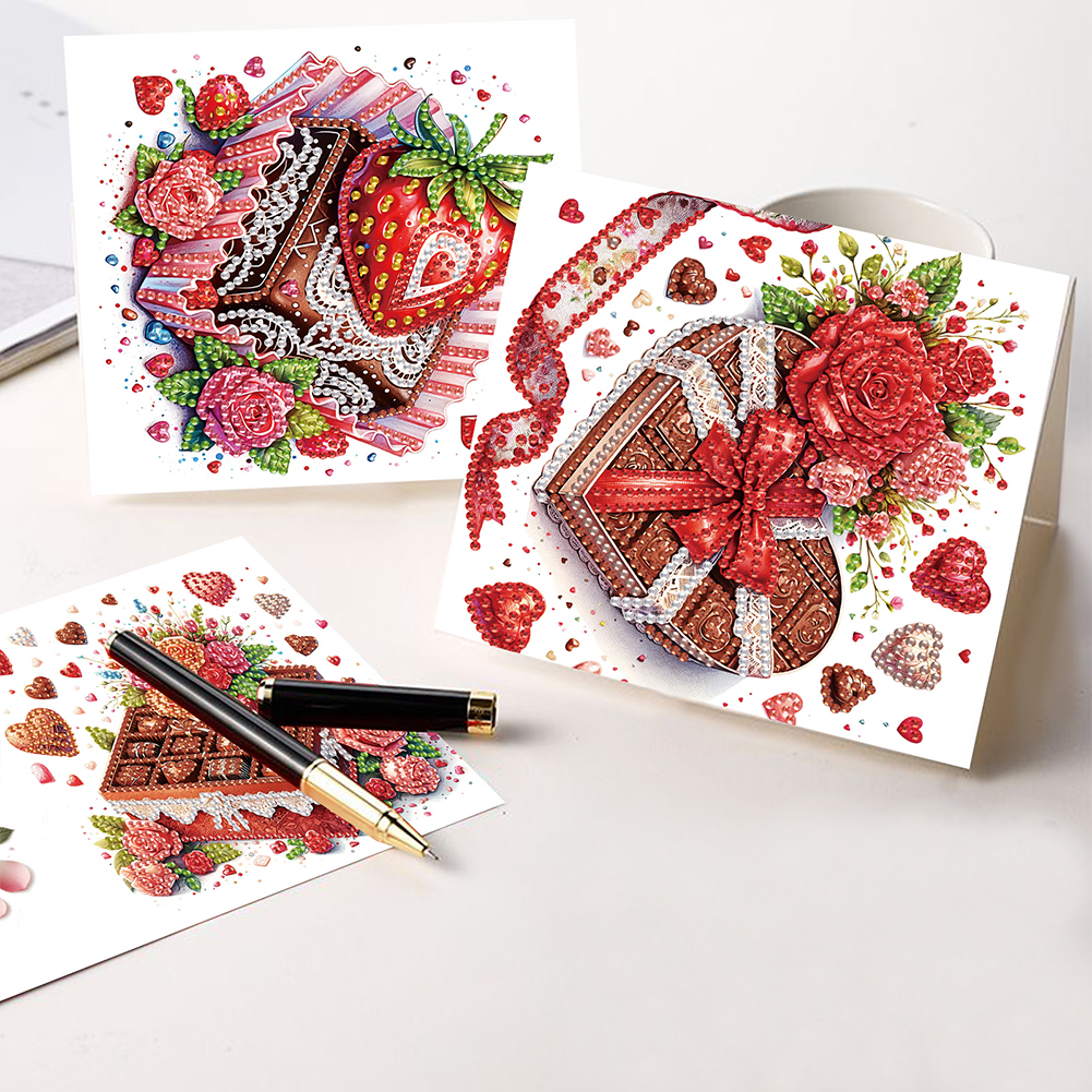 6Pcs DIY Diamond Painting Greeting Card - Love Chocolate