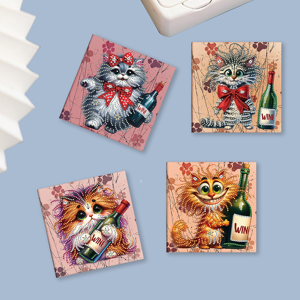 6Pcs DIY Diamond Painting Greeting Card - Cat