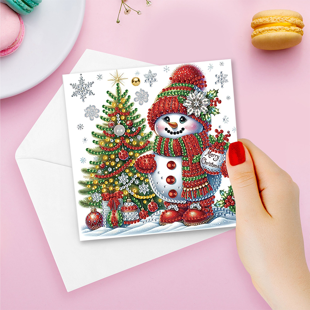 12Pcs DIY Diamond Painting Greeting Card - Christmas Snowman