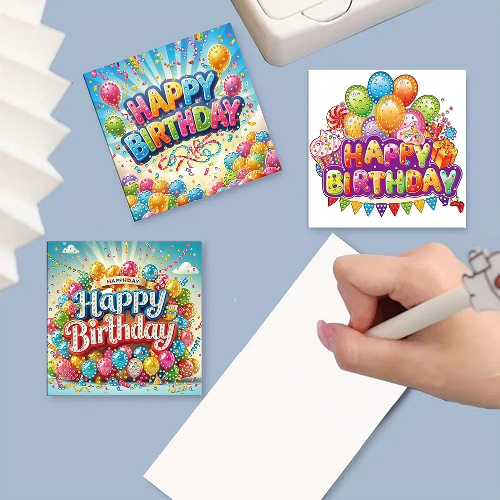 6Pcs DIY Diamond Painting Greeting Card - Birthday