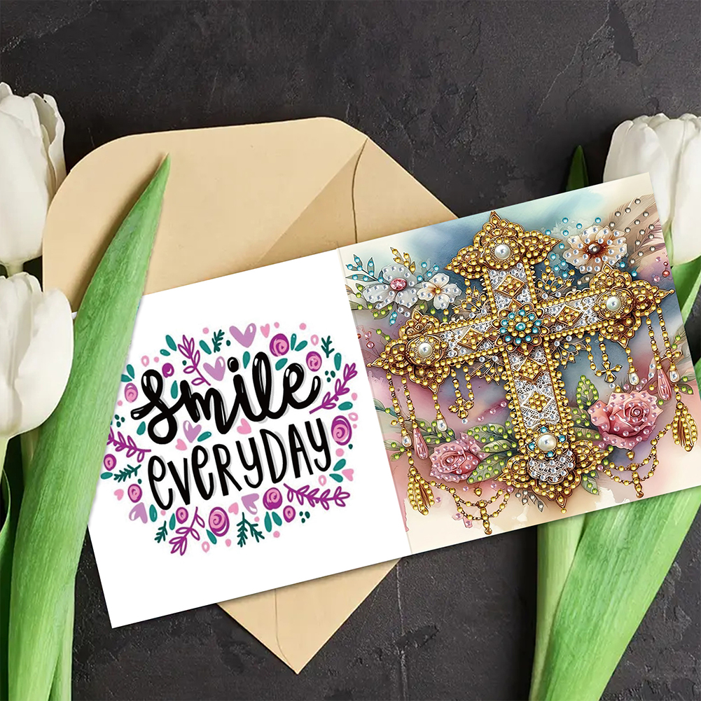 6Pcs DIY Diamond Painting Greeting Card - Cross