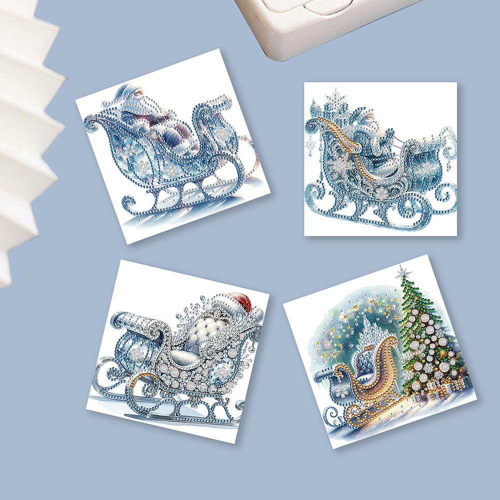 6Pcs DIY Diamond Painting Greeting Card - Sleigh