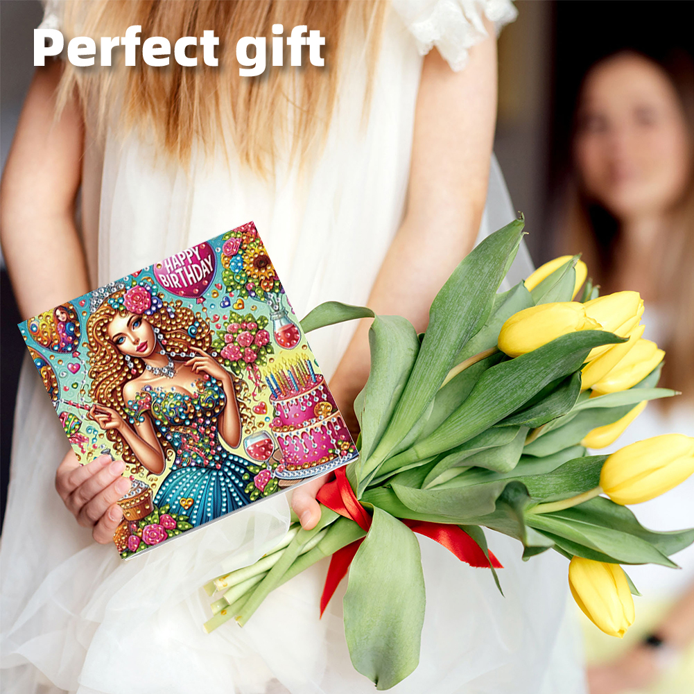 6Pcs DIY Diamond Painting Greeting Card - Birthday