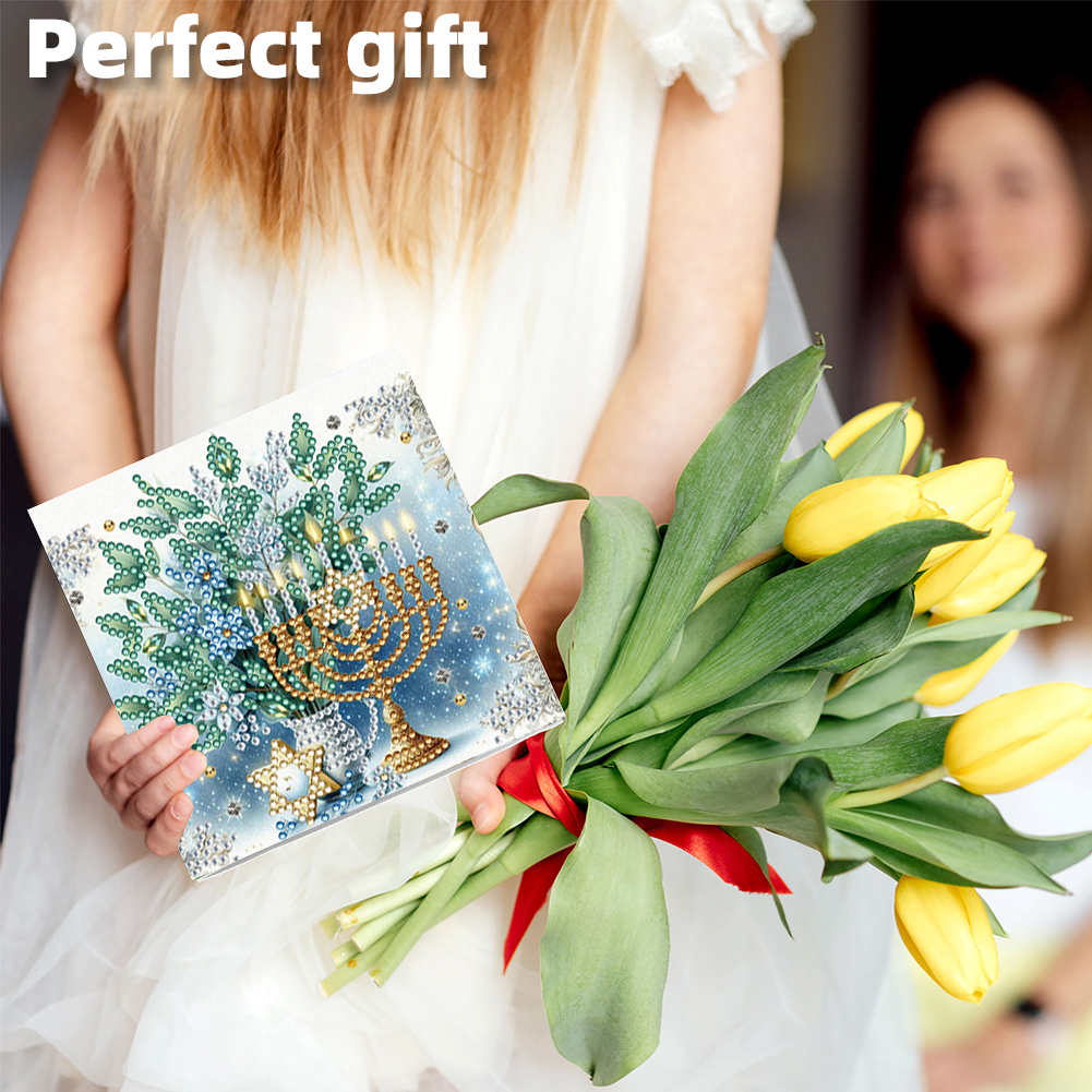6Pcs DIY Diamond Painting Greeting Card - Hanukkah