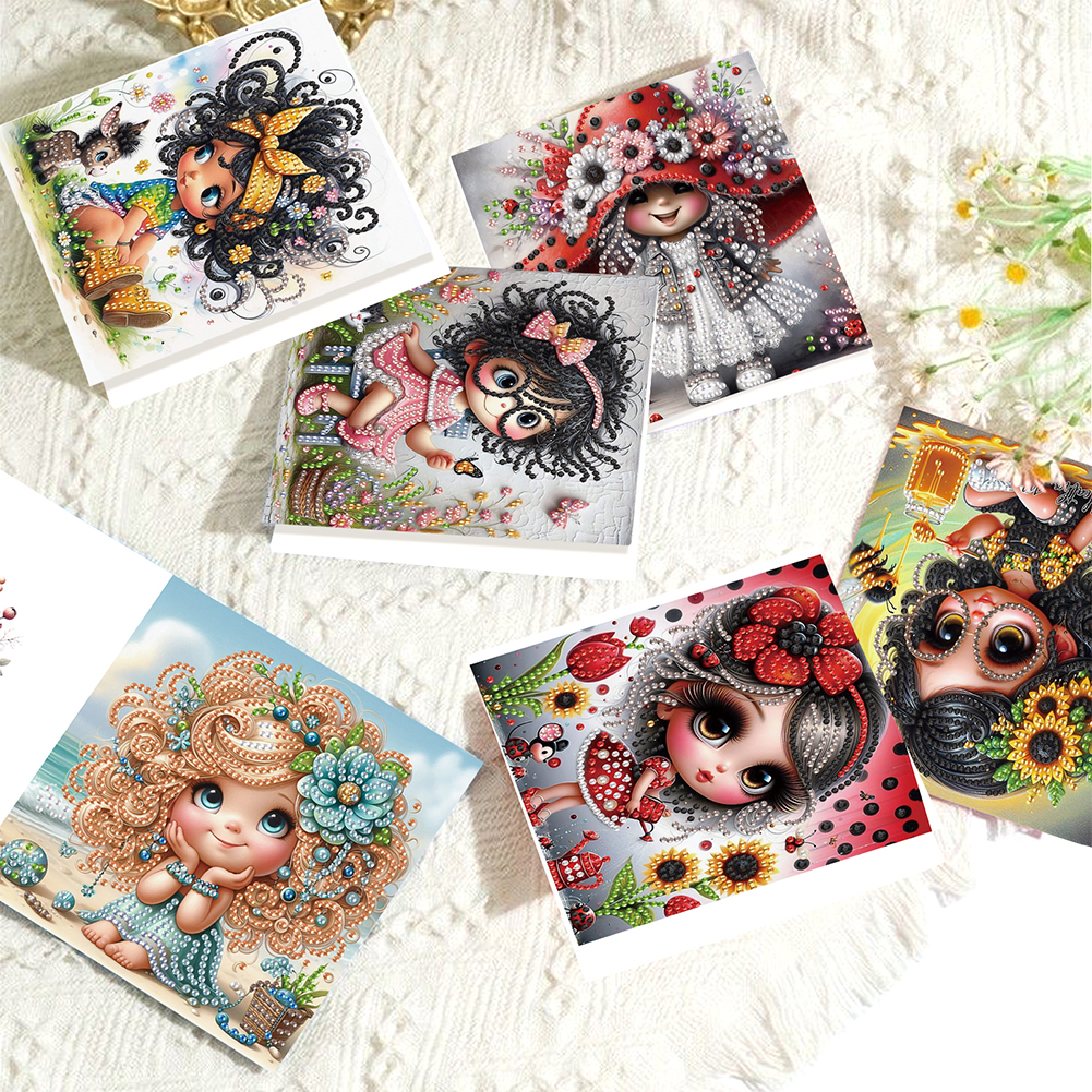 6Pcs DIY Diamond Painting Greeting Card - Girl