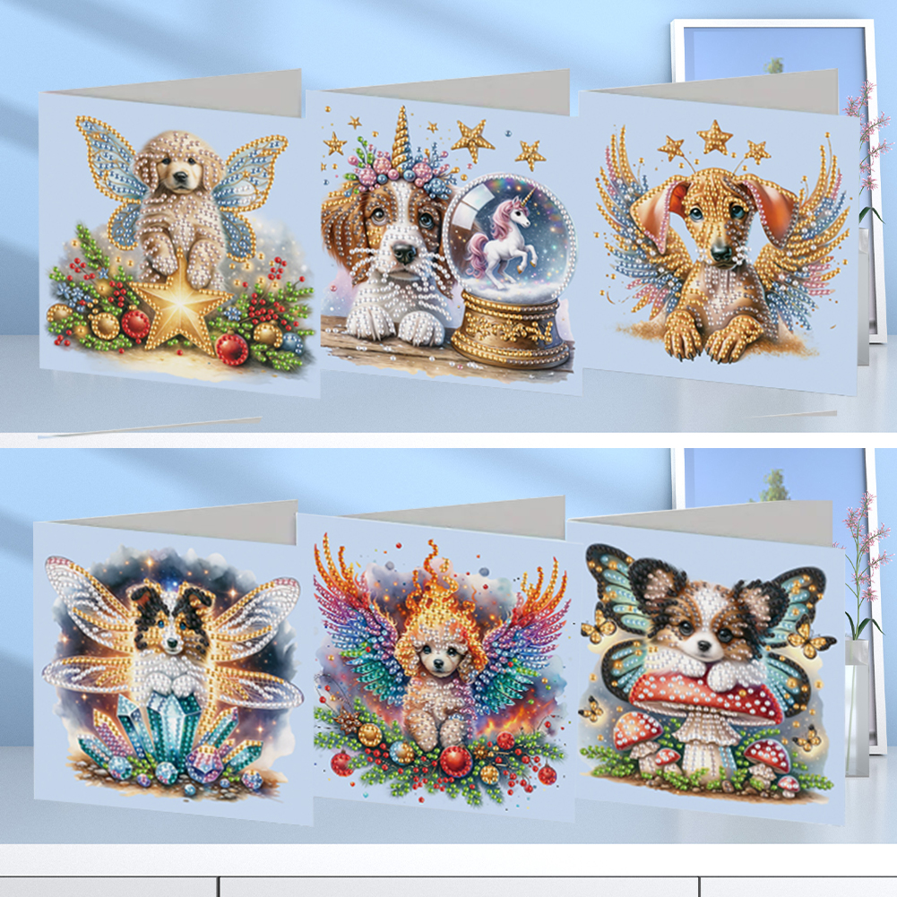 (Limited Stock)6Pcs DIY Diamond Painting Greeting Card - Dog
